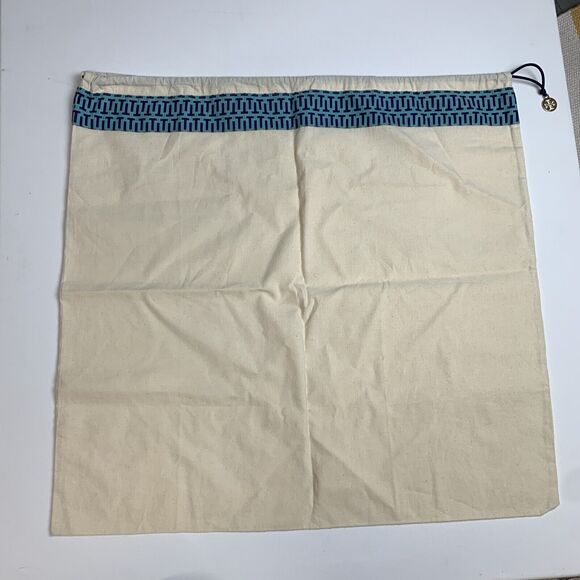 Tory‎ Burch Dust Storage Bag Large Logo Drawstring Pull Charm 23.5x22.5 Square - Picture 1 of 5